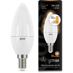 Лампочка LED Candle E14 7W 3000К step dimmable 103101107-S