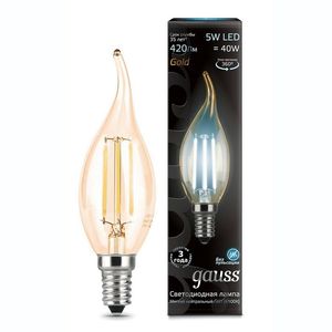 Лампочка LED Filament Candle tailed E14 5W 4100K Golden 1/10/50 104801805