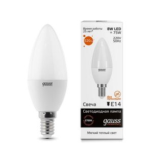 Лампочка LED Elementary Candle 8W E14 3000K 33118