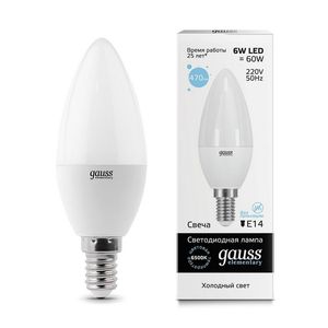 Лампочка LED Elementary Candle 6W E14 6500K 33136