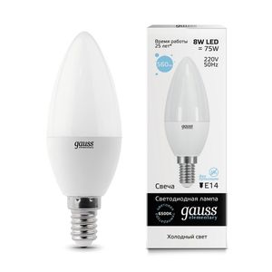 Лампочка LED Elementary Candle 8W E14 6500K 33138