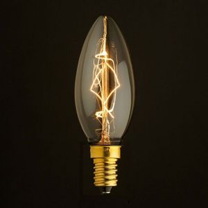 Ретро лампочка накаливания Эдисона свеча E14 40W 2400-2800K 3540