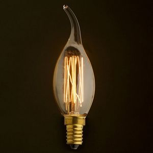 Ретро лампочка накаливания Эдисона свеча на ветру E14 40W 2400-2800K 3540-TW